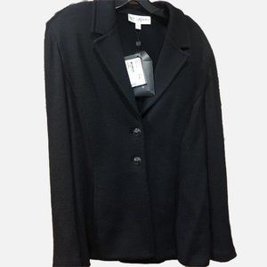 Vintage St. John Collection Textured Tweed Knit Blazer Logo Buttons NWTS 10